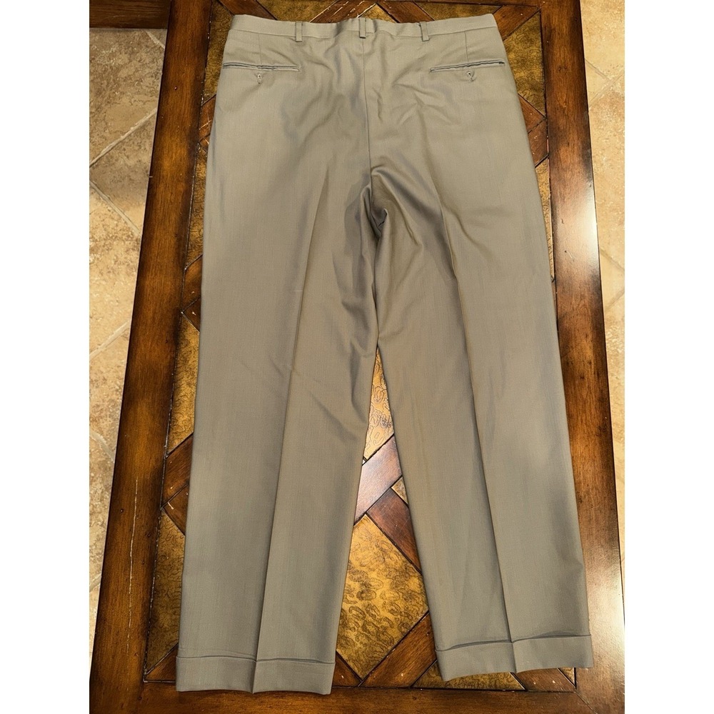 Hart Schaffner Marx Pants Mens Khaki Tan Wool Flat Front Dress Slacks 36x30 - Picture 6 of 7